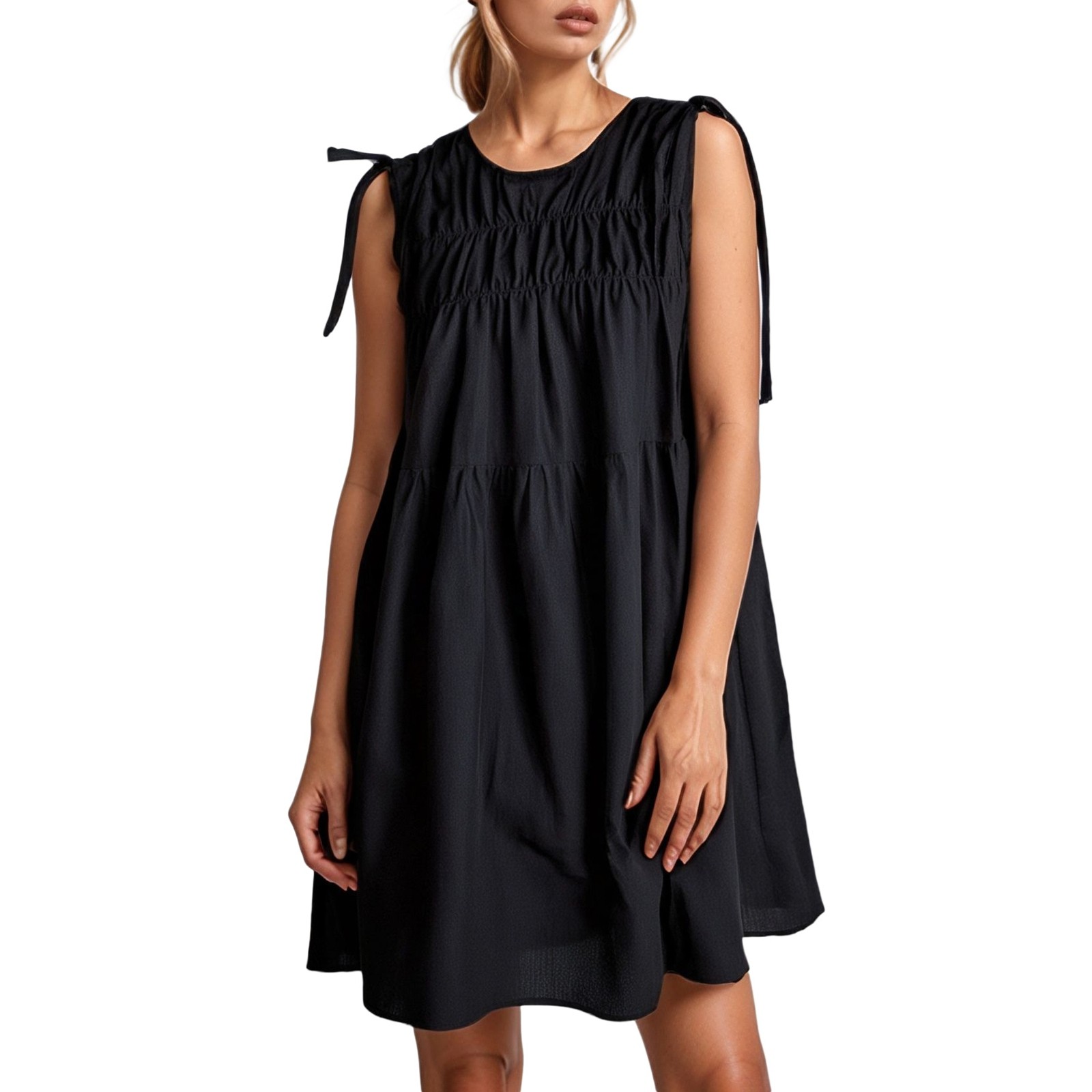 thumbnail image 1 of Vestido retro plisado con lazo para mujer - Sin mangas - Estilo chaleco - Primavera/Verano, 1 of 6